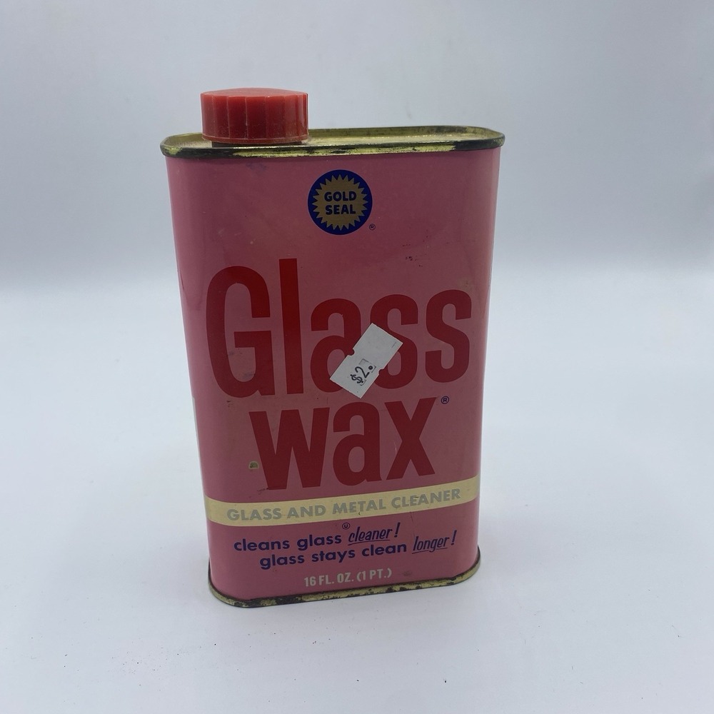 Gold Seal Glass Wax Metal Can One Pint Pink Tin 75% Full Metal Cleaner Vintage
